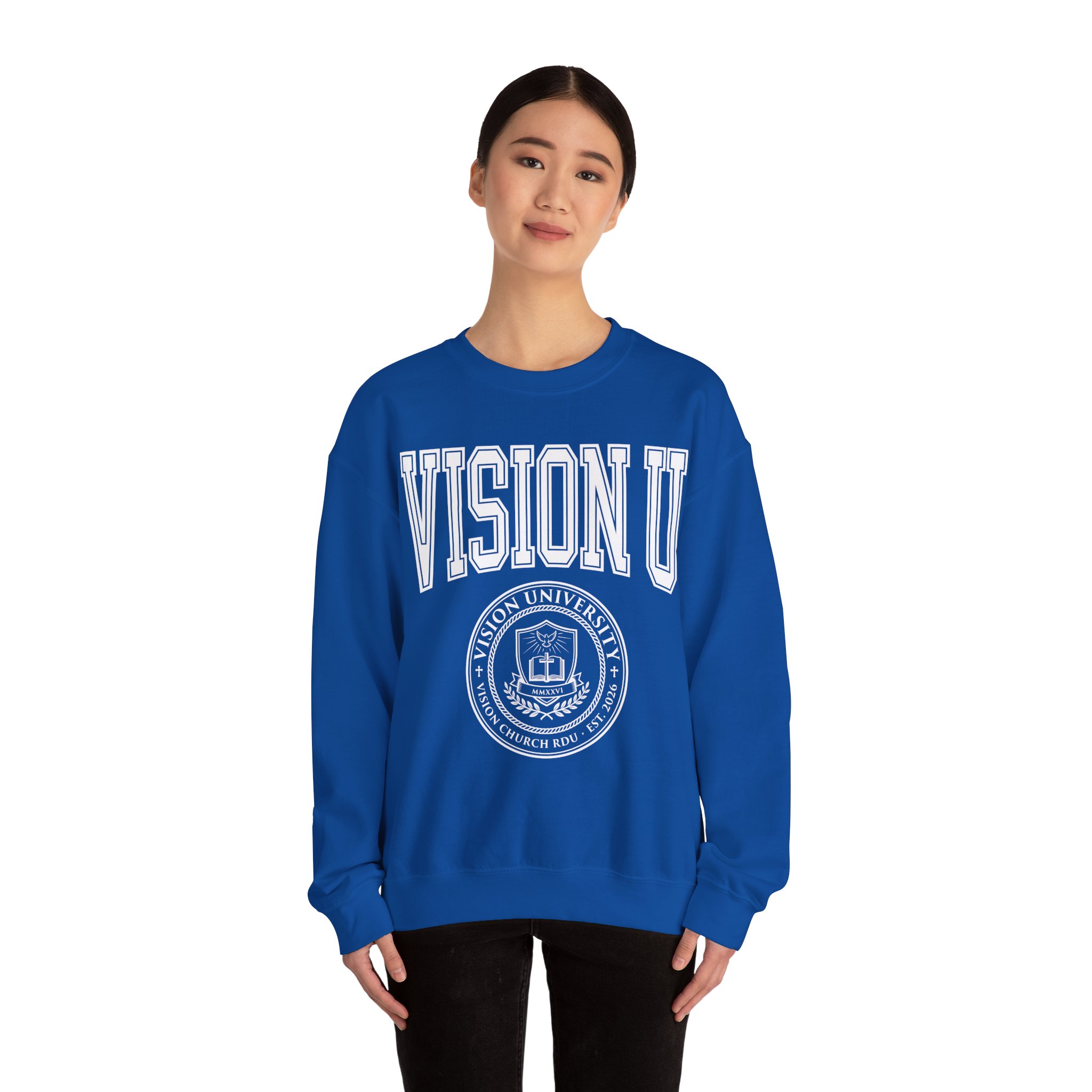 Vision U Crewneck Sweatshirt – Collegiate University Style Pullover - Image 4